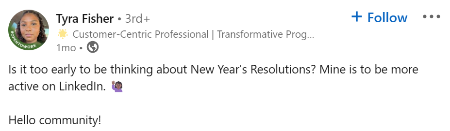 New Year resolution on LinkedIn
