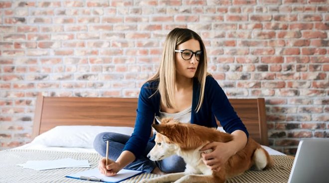 woman working from home