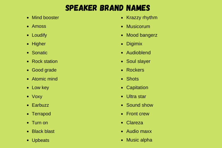 Speaker Brand Names