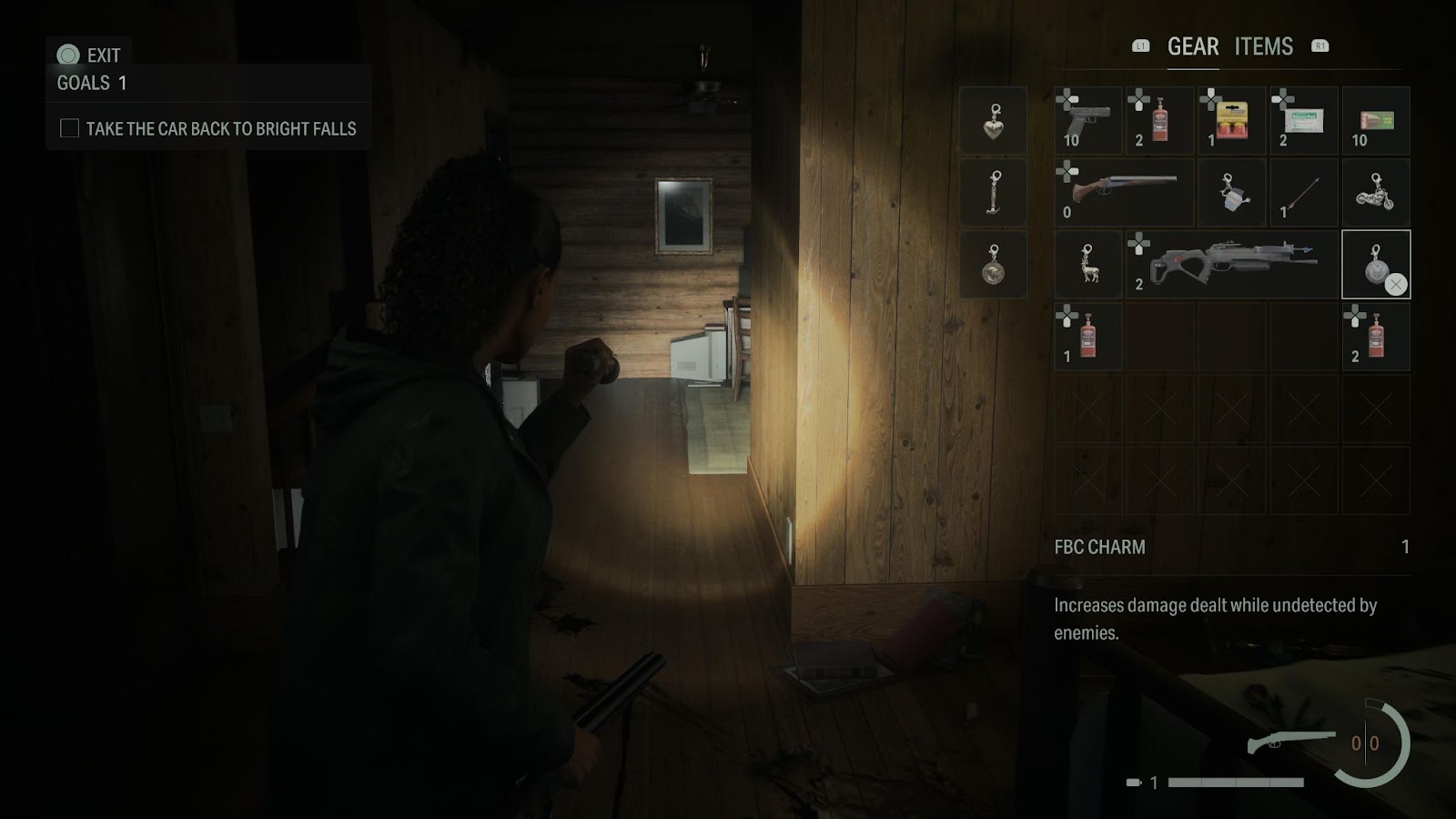 An in game screenshot of the FBC Charm from Alan Wake 2. 