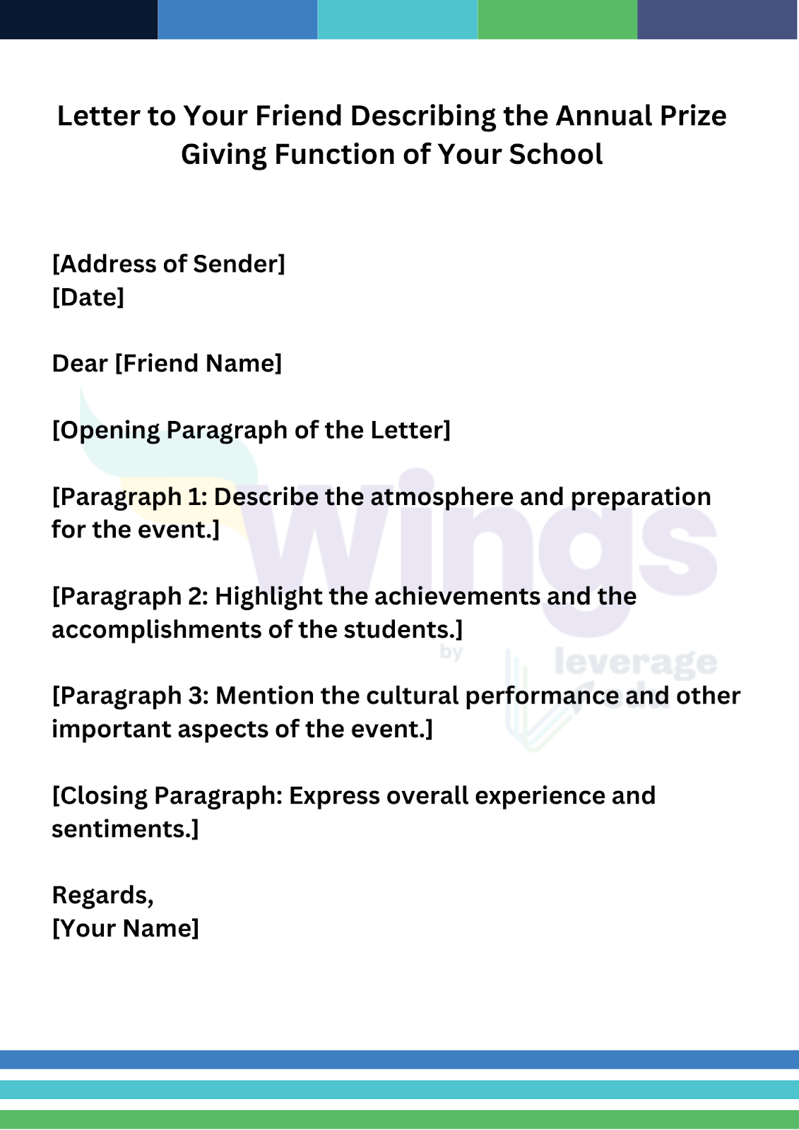 Write a Letter to Your Friend Describing the Annual Prize Giving Function of Your School
