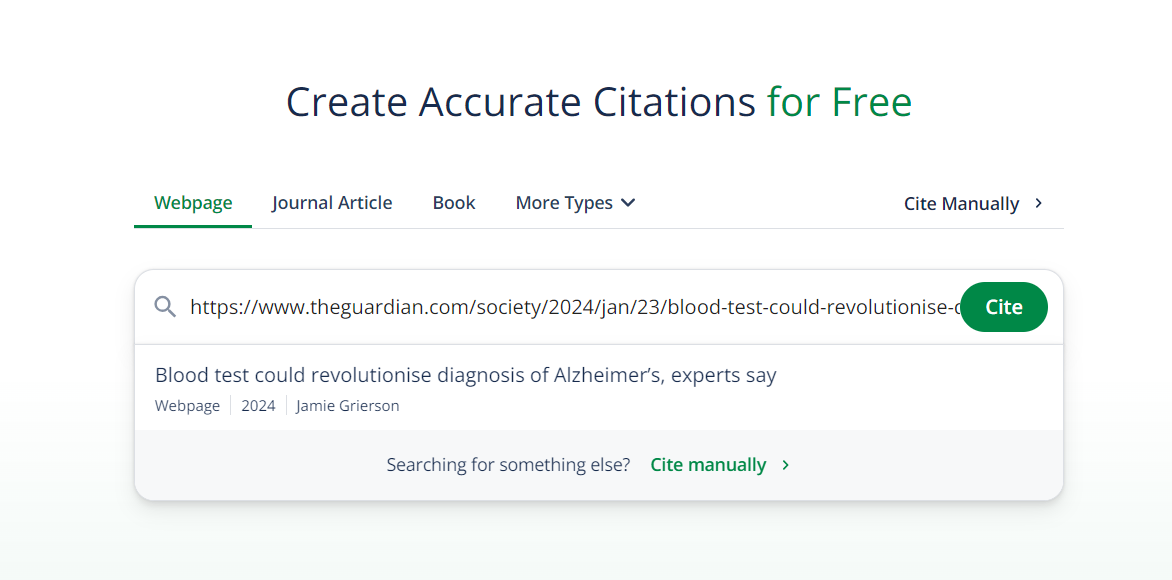 The Citations Generator Tool from Quillbot