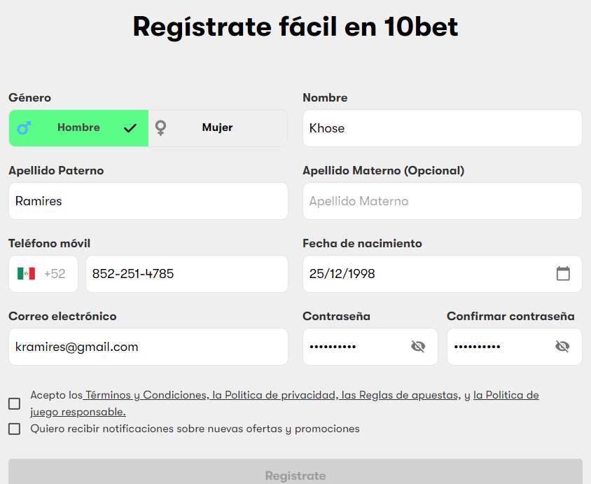 ¿Cómo Registrarse en 10bet Casino?