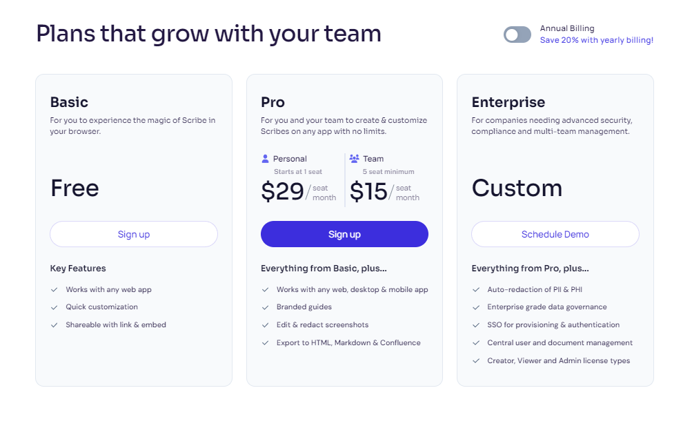 ScribeHow Pricing Plans