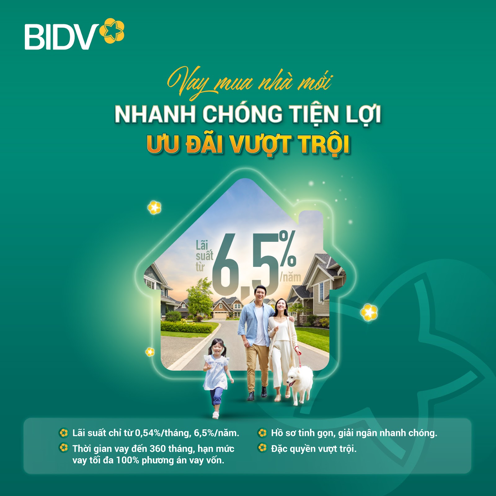 Gói vay mua nhà của BIDV mang đến rất nhiều quyền lợi thiết thực cho đối tượng vay