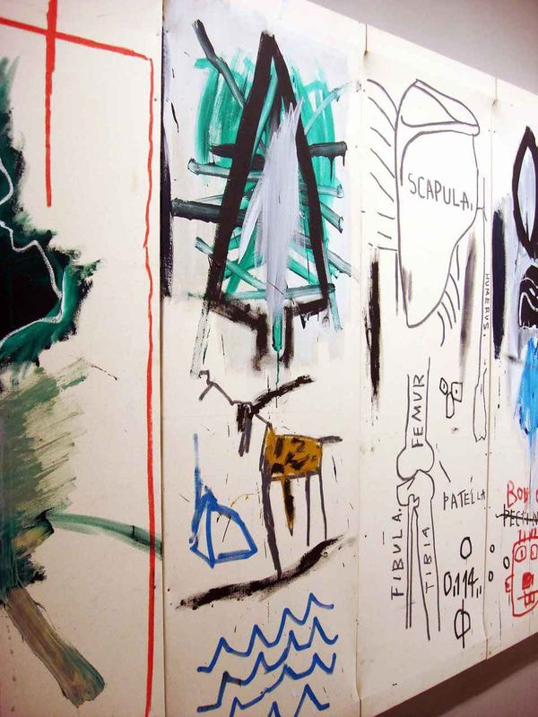 fragmento del cuadro de Jean-Michel Basquiat "Los colonos holandeses"