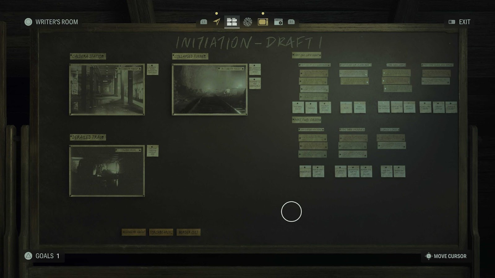 The Plot Board in Alan Wake 2.