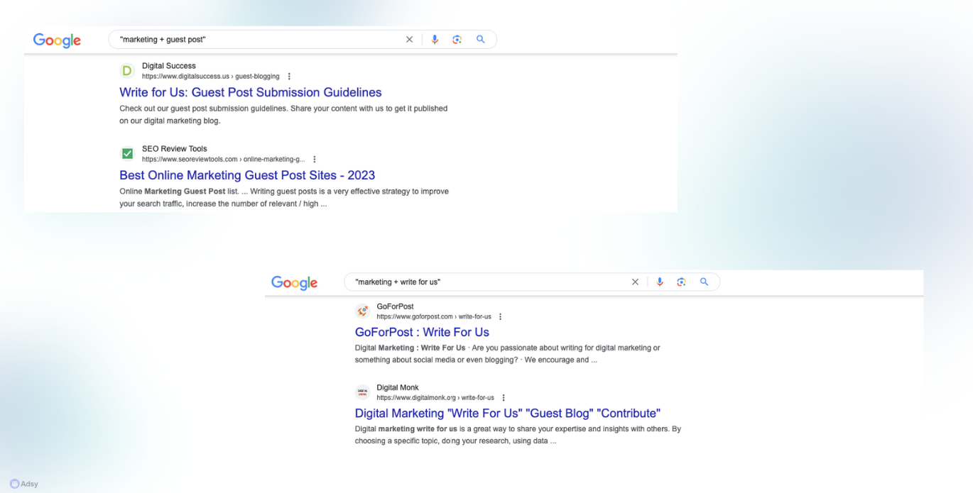 search operators for guest posting