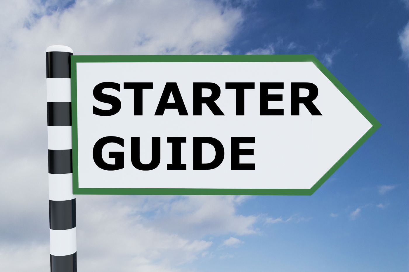 Starter Guide sign in Sky backgound