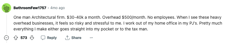 Person on Reddit claiming he makes more than 20k a month with an architectural business. 