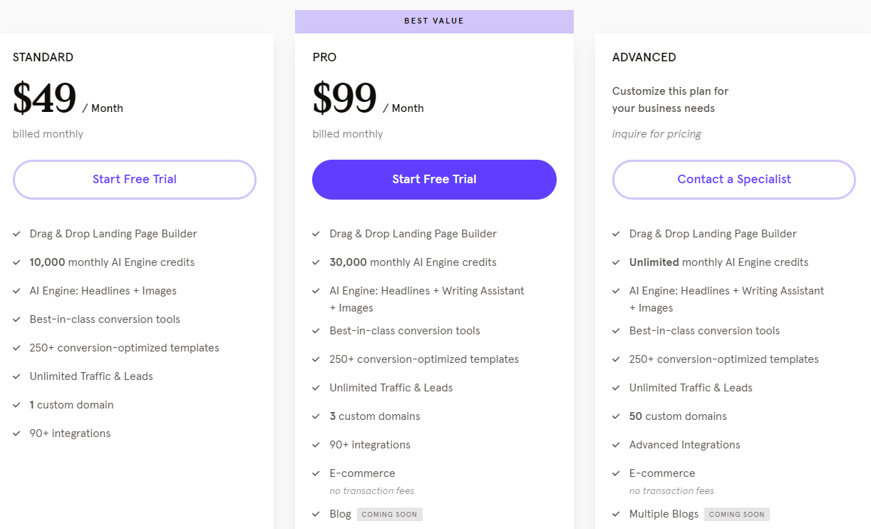 Leadpages Pricing