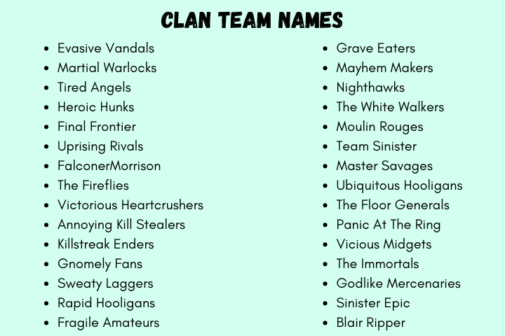 Clan Team Names