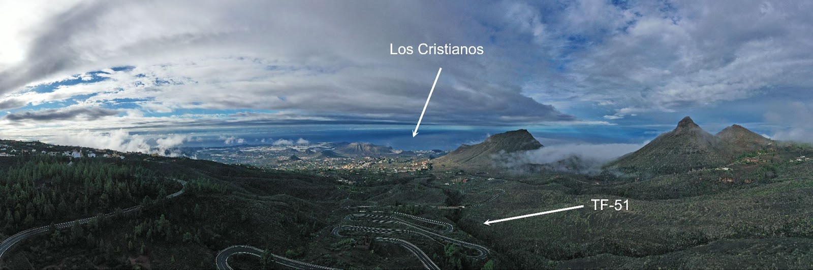 panoramic view of the Mt. Teide from Los Cristianos climb