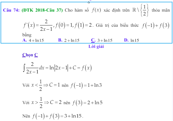 Công thức Nguyên hàm và bài tập từ đề thi có giải chi tiết
