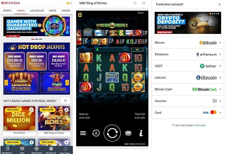 Bovada Casino Mobile App Screens