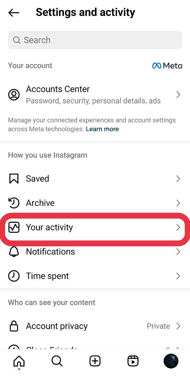 Your activity option