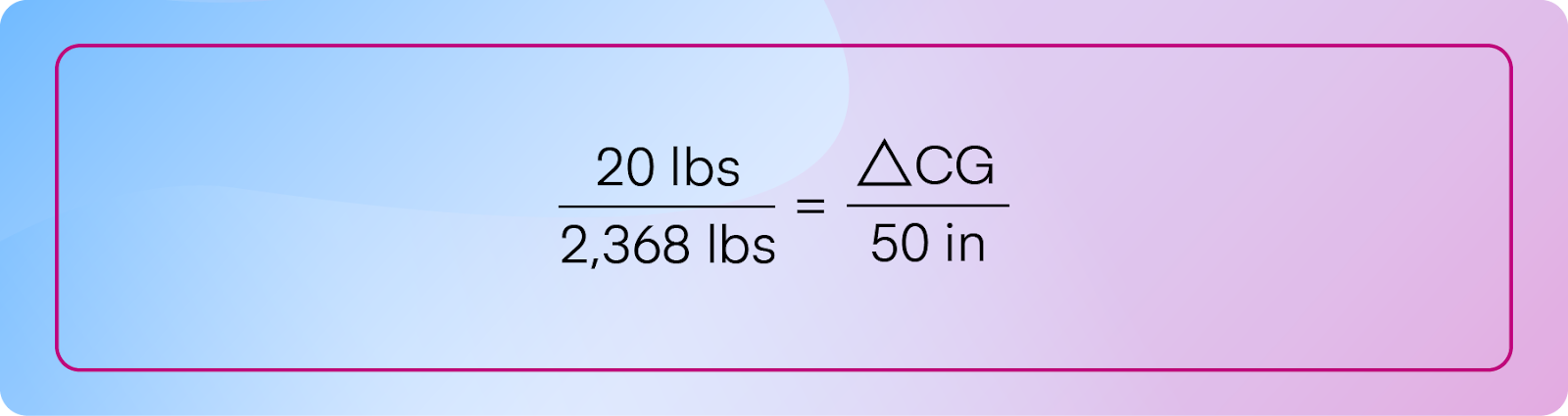 Calculating weight shift formula, part 1.