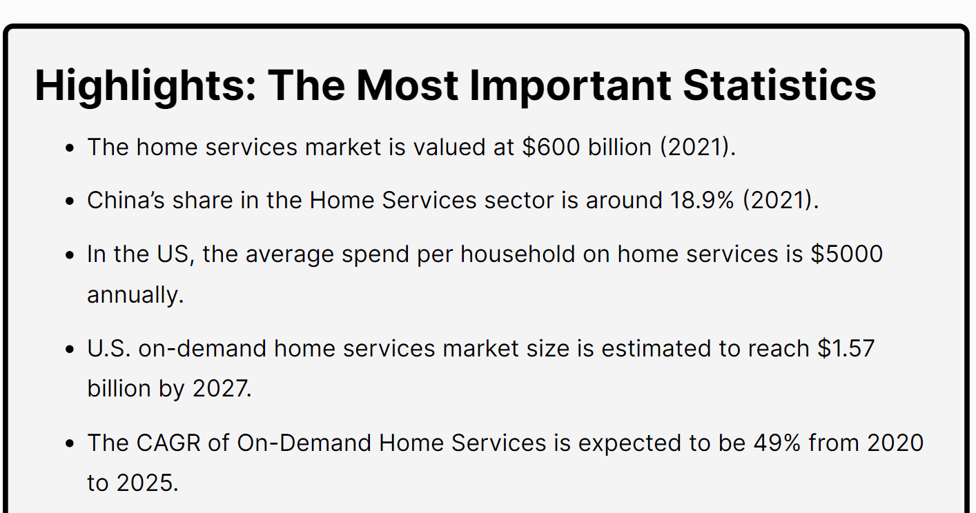 Home services statistics