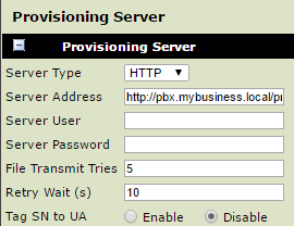 Configurazione del server di provisioning tramite l'interfaccia web Polycom - Server di provisioning