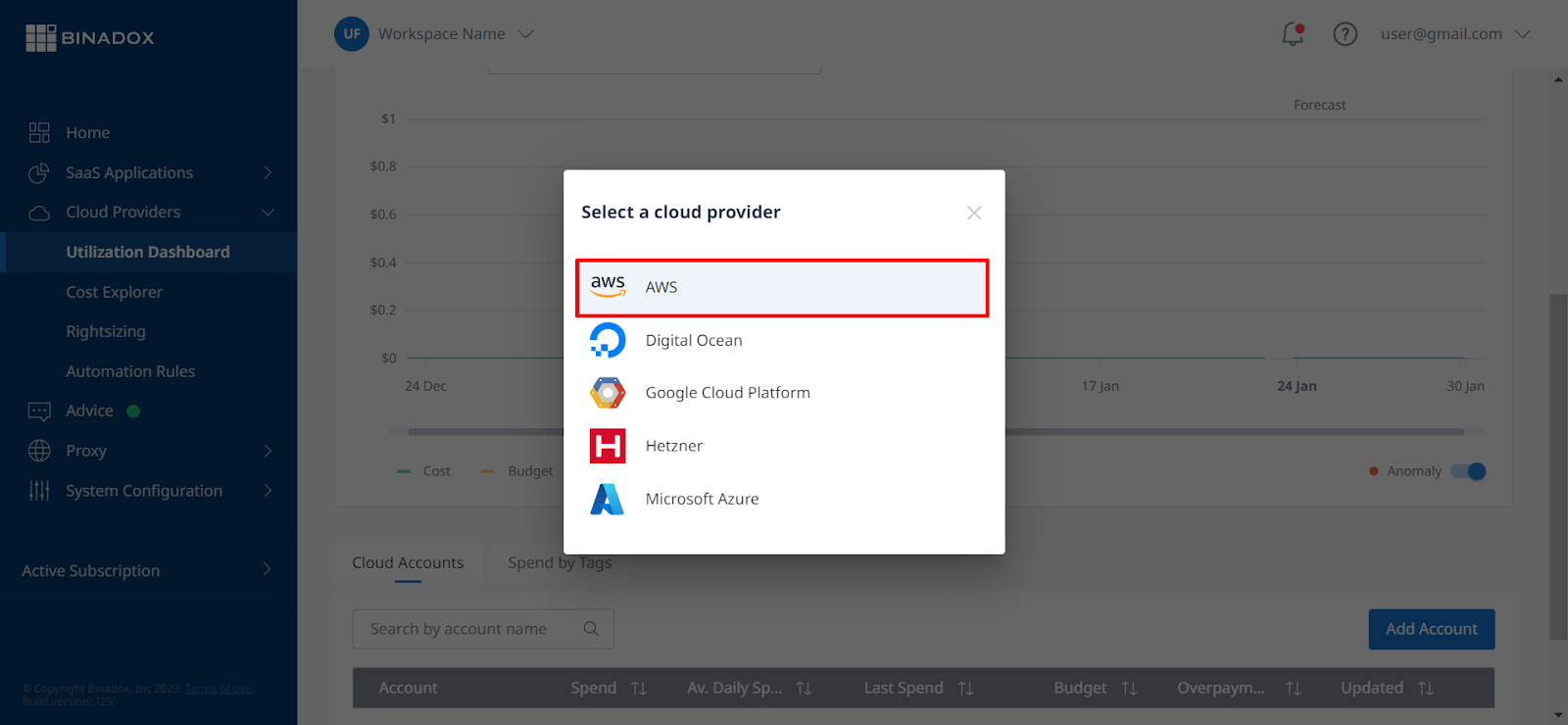 Select a cloud provider