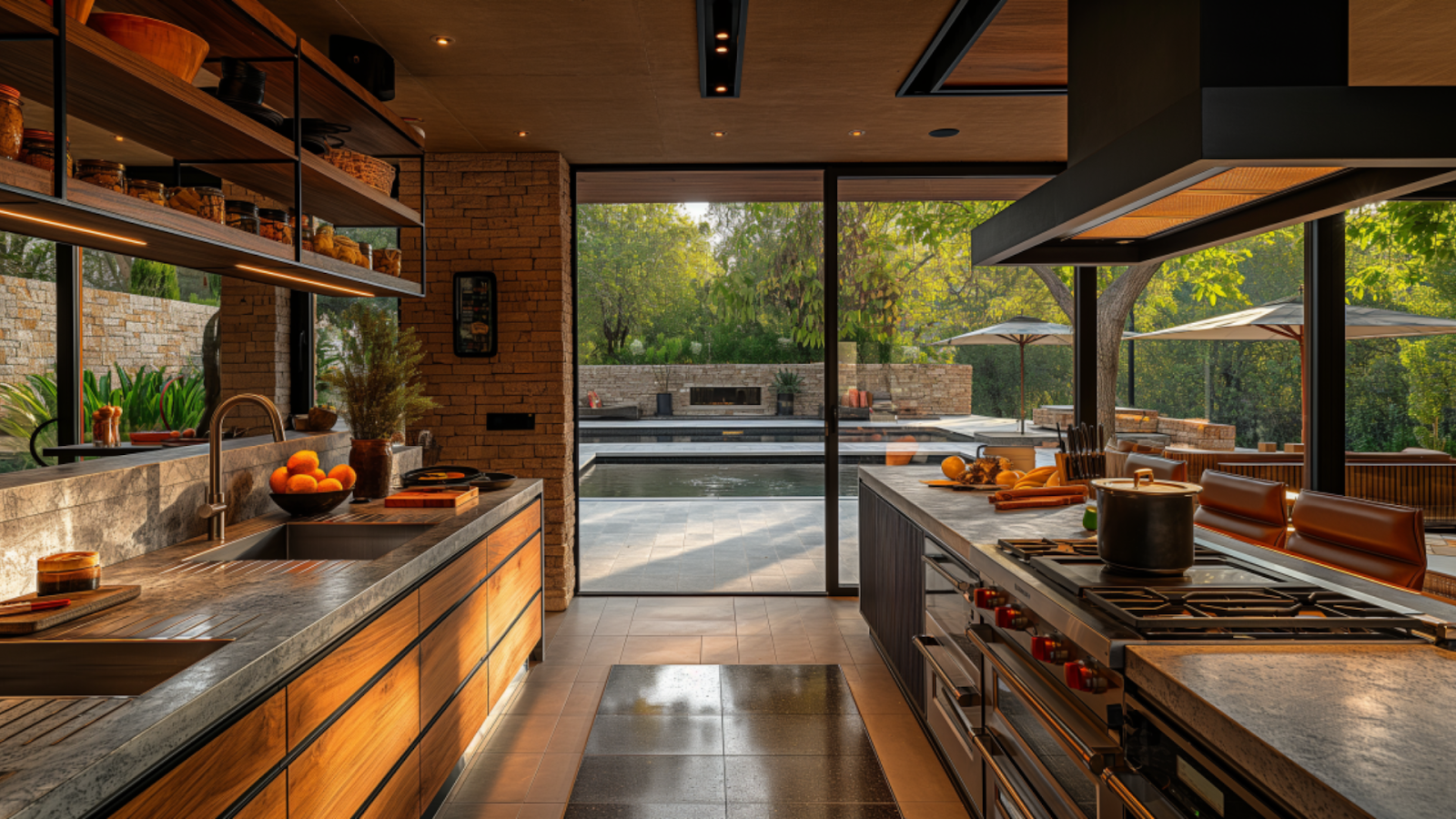 A gourmet kitchen in a Croatian luxury villa, equipped with modern appliances.
