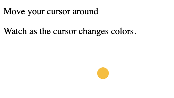html cursor, yellow dot effect