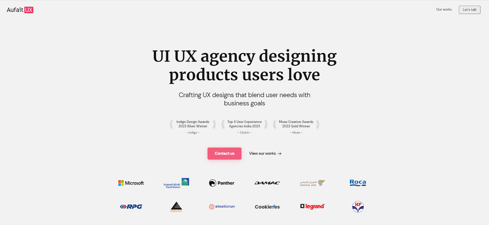 Home page of Aufait UX