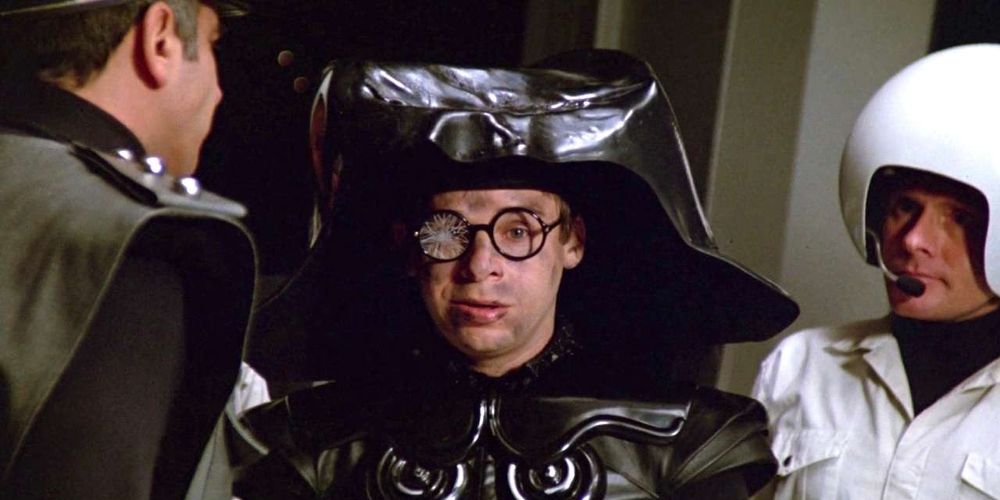 Dark Helmet has a crushed helmet and glasses in Spaceballs