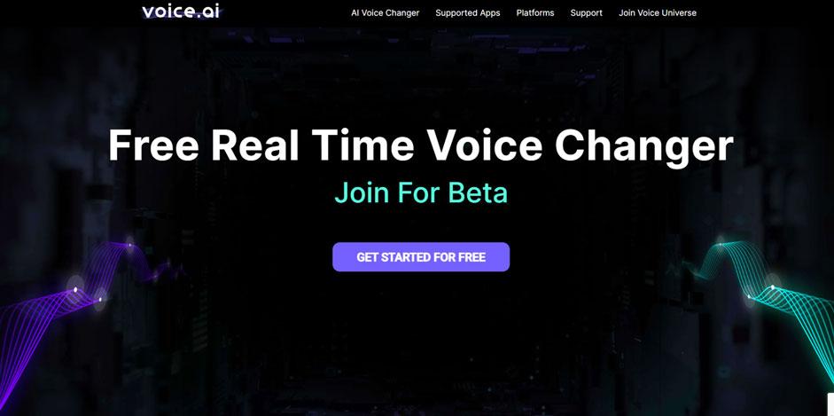 Screenshot of Voice.ai Home page.