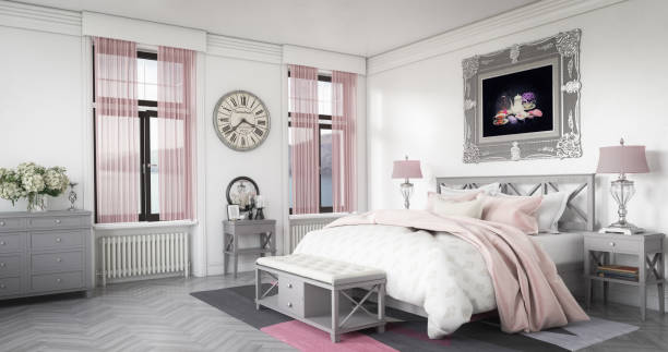 pink two colour combination for bedroom walls