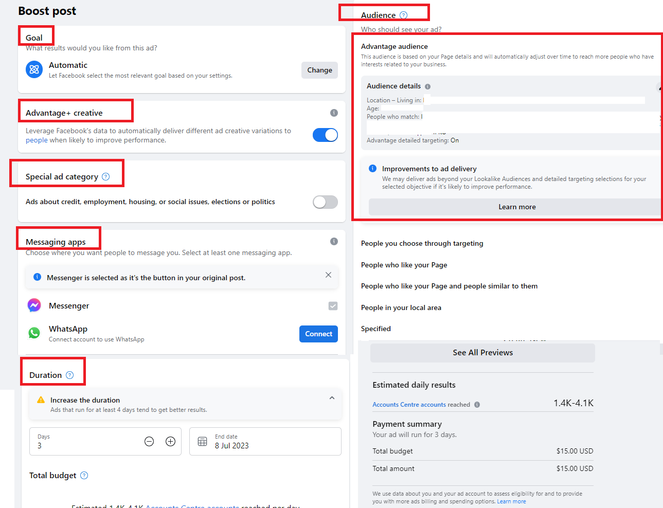 facebook ads targeting options