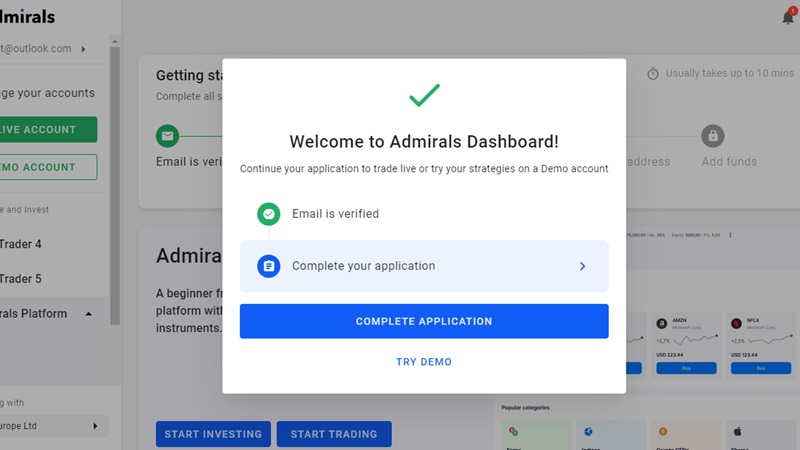 admirals dashboard