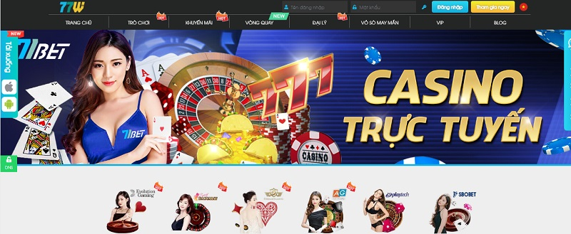 Trải nghiệm casino trực tuyến được tin cậy nhất châu á tại 77w