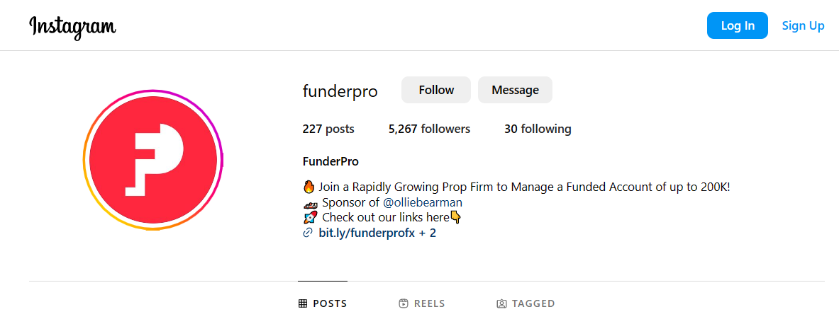 Instagram Channel of FunderPro