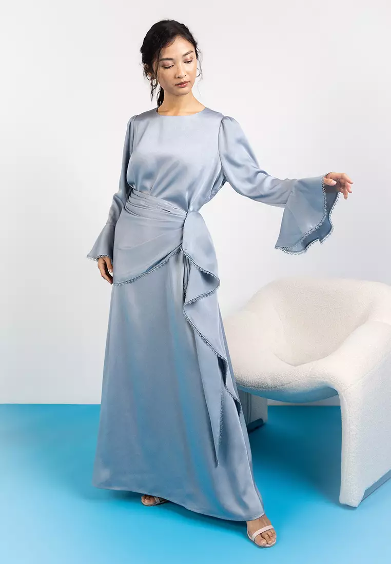 Satin Abaya Dress With Trimmings