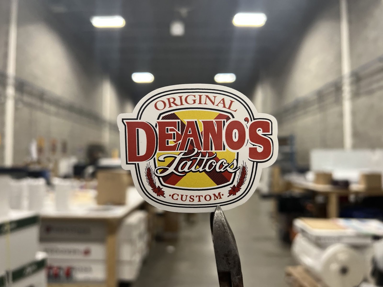 Small local business with logo on custom die sticker 