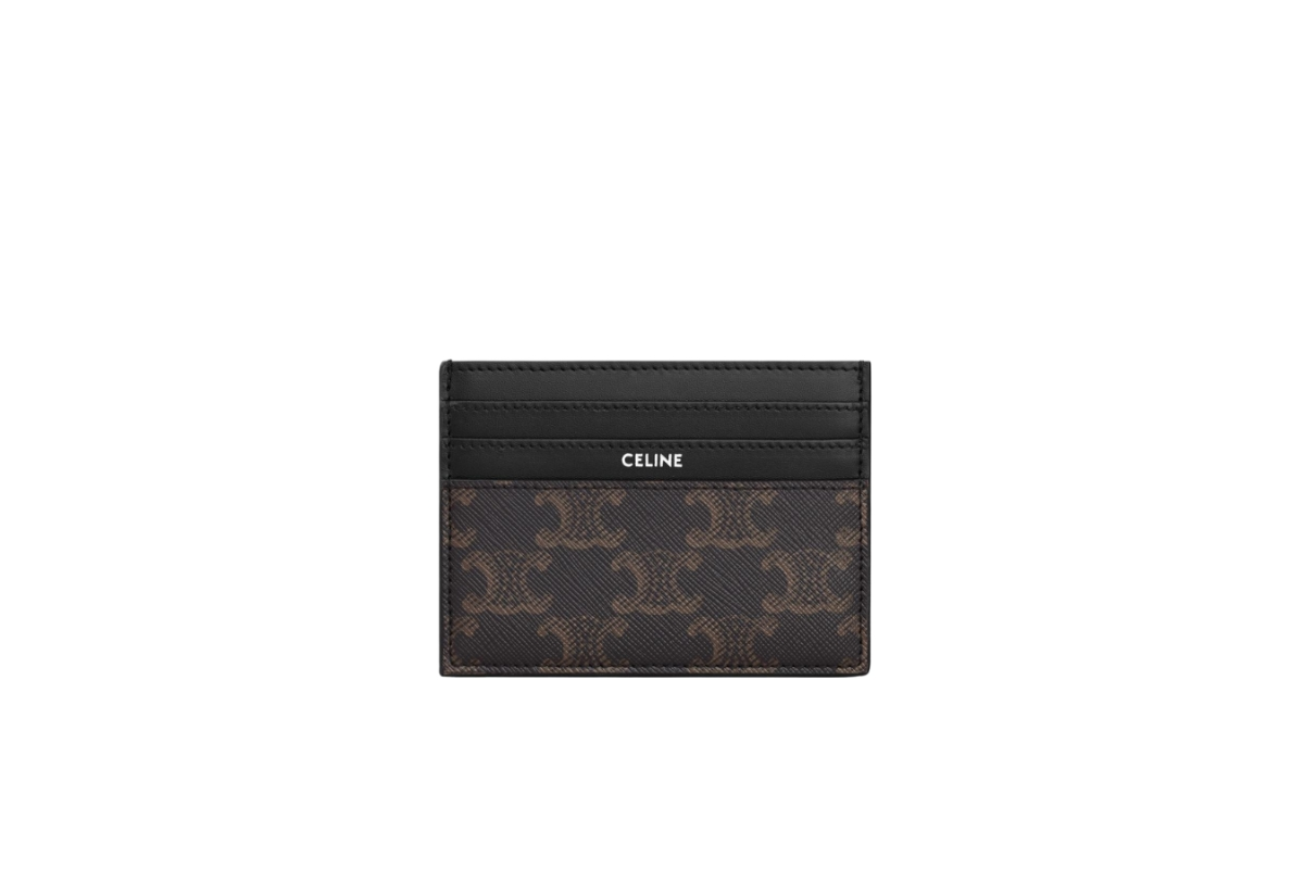 4.Celine Large Card Holder in Triomphe Canvas And Calfskin 