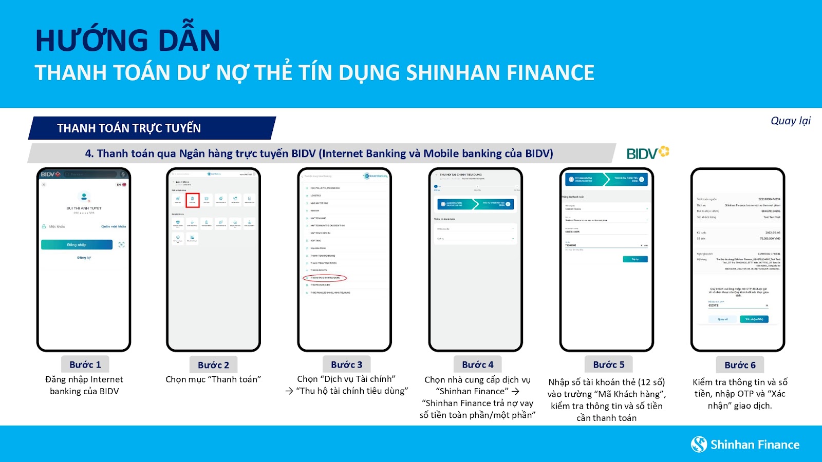 Cách thanh toán thẻ tín dụng Shinhan