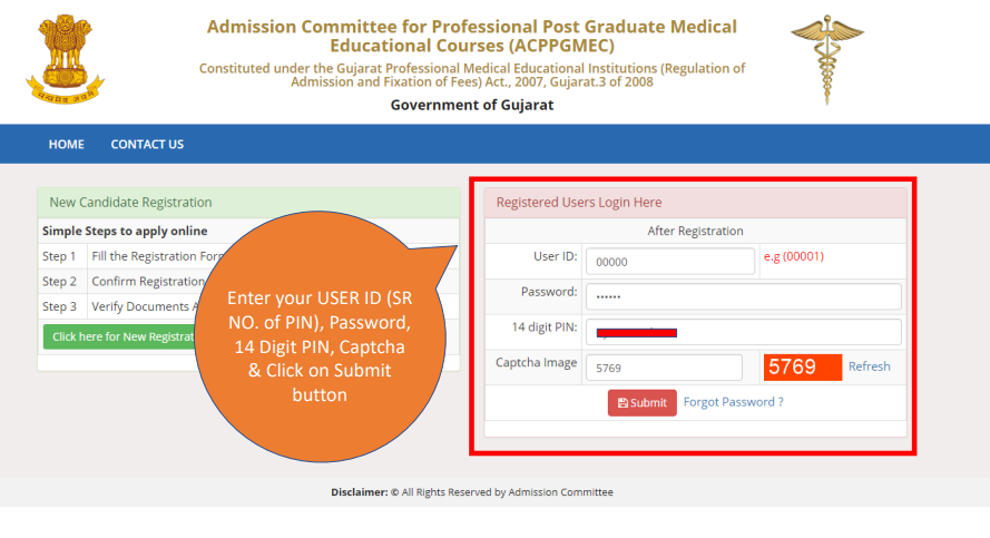 Step 2 of Choice Filling of Gujarat NEET Counseling for MBBS/MS/MD Admissions in Gujarat