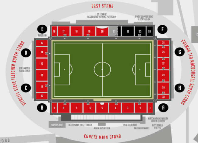 Dean Court (Vitality Stadium) Seating Plan