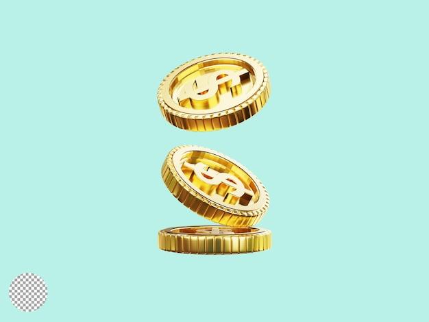Free PSD isolated of us dollar coins stacking 3d render illustration technical concept