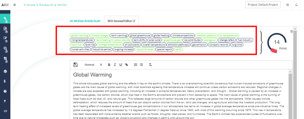 ai-writer seo-focused editor