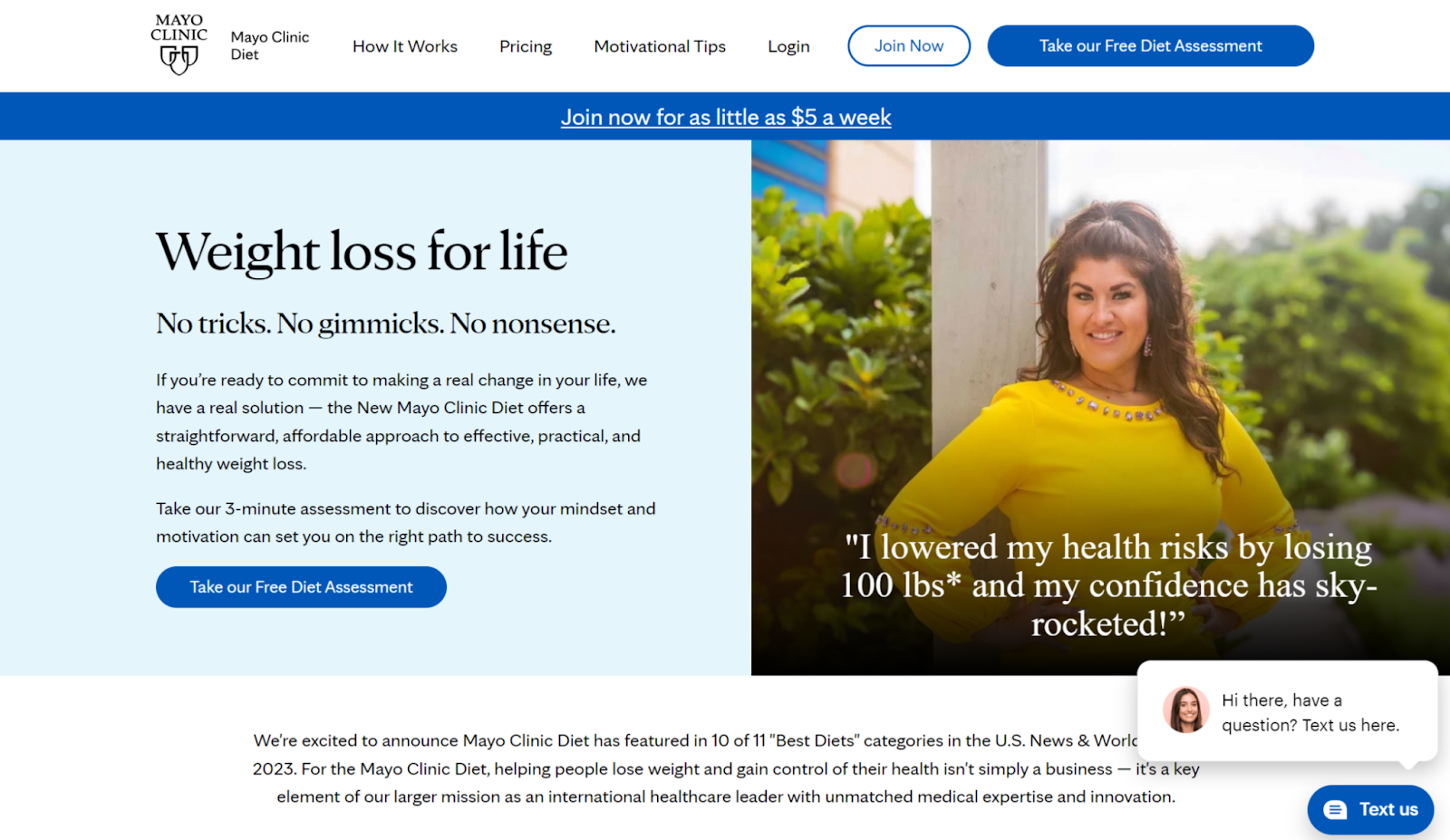 Mayo Clinic diet website home page