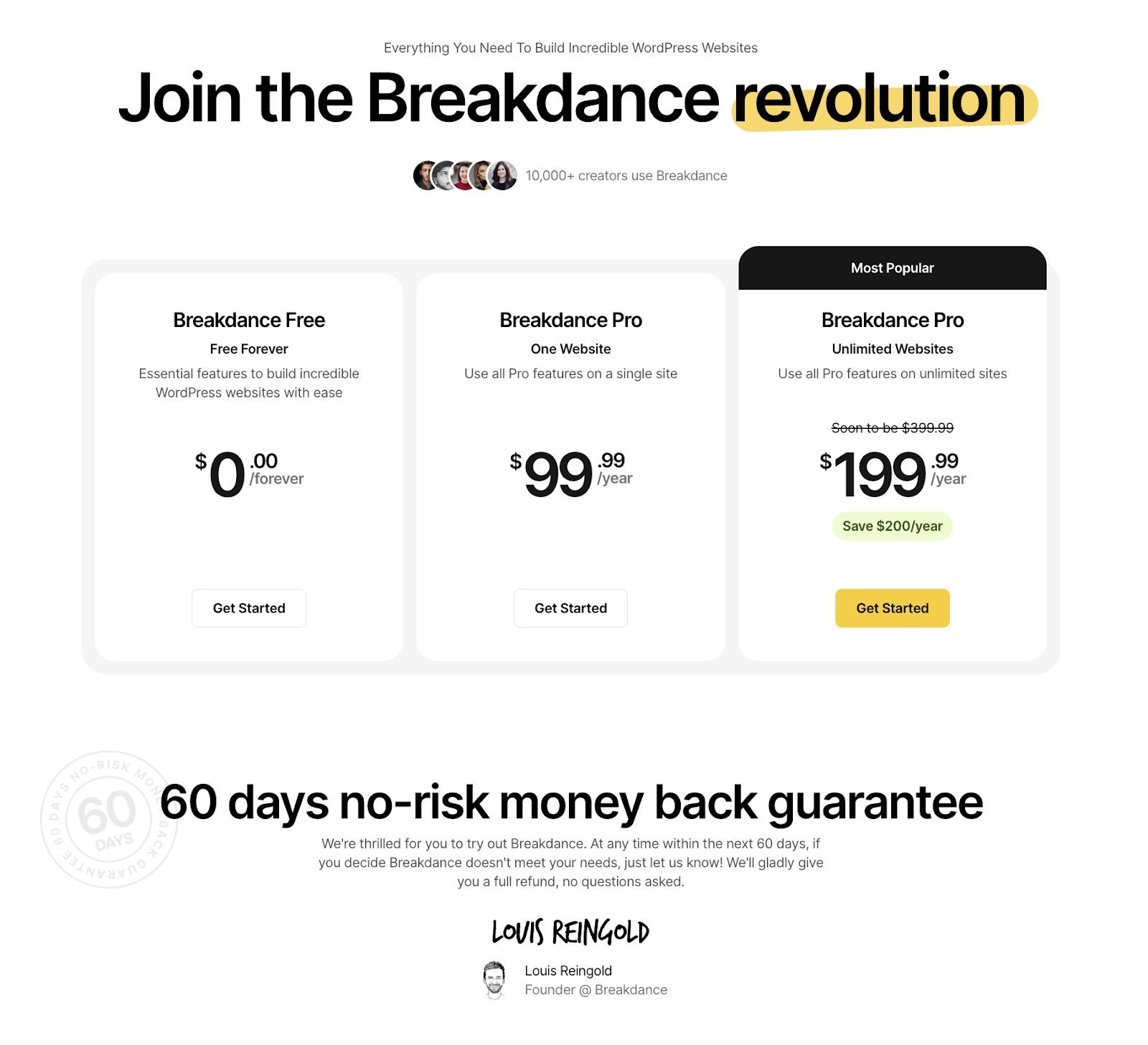Breakdance Builder Review Pricing