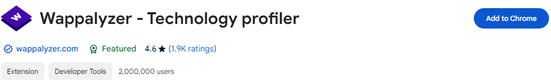 wappalyzer chrome extension for technology profiler
