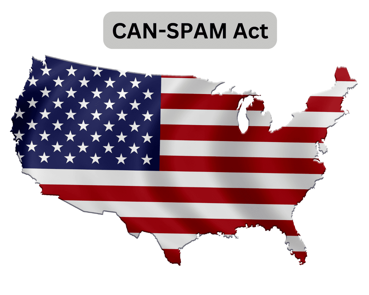 A map of the USA painted in US flag colors, titled the CAN-SPAM Act