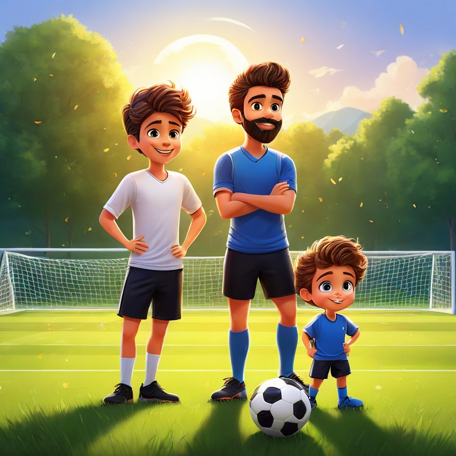young male, soccer practice, approached by bearded male coach, sunny field