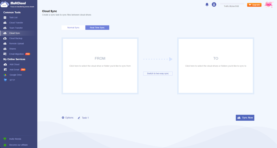 google drive sftp sync source and destination multcloud