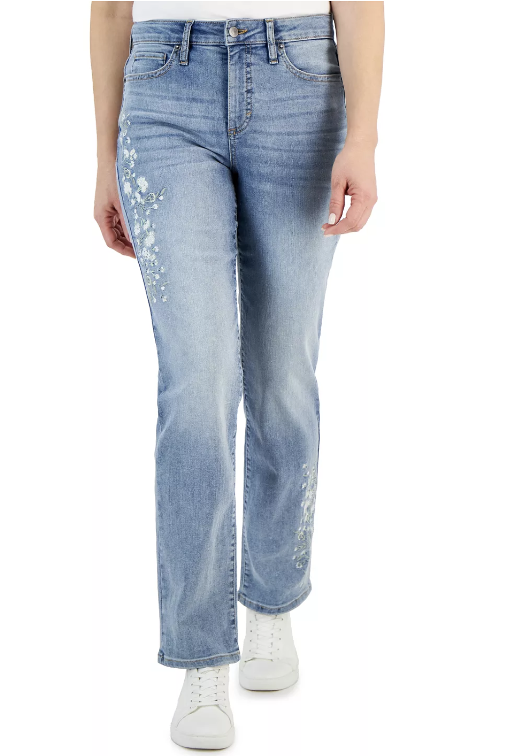 STYLE & CO Embroidered High Rise Straight-Leg Jeans, Created for Macy's