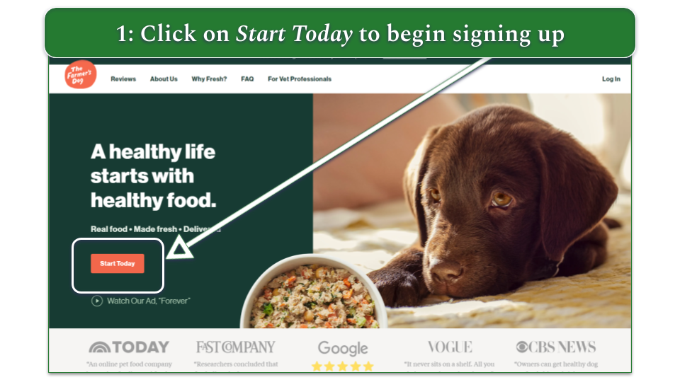 Farmer's dog clearance login